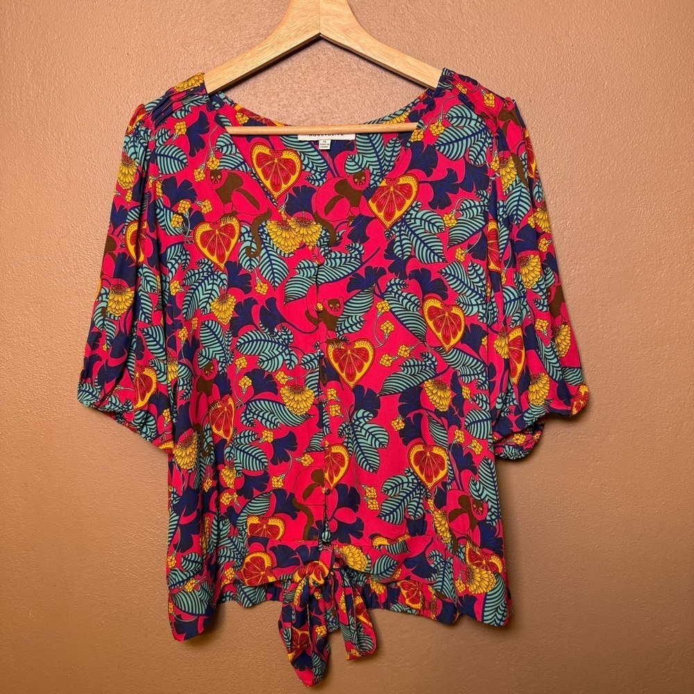 Rose & Olive Multicolor Tropical Pattern Blouse Womens Size XL Boho Travel Vaca - Picture 4 of 16